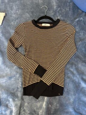 Zara Black and Cream Checked Crewneck Sweater